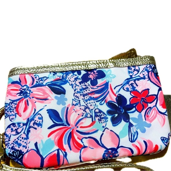 Floral Lilly Pulitzer Zip Top Wallet Wristlet, W/Back Pouch - Picture 2 of 8